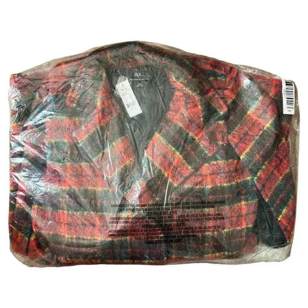 New York & Company Plaid Belted Wool-Blend Cape Jacket, XS/S